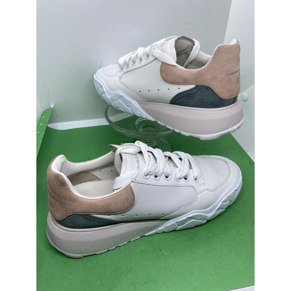 Alexander McQueen Court Oversized Leather Sneakers White 633914WHZ92 Womens 38 7